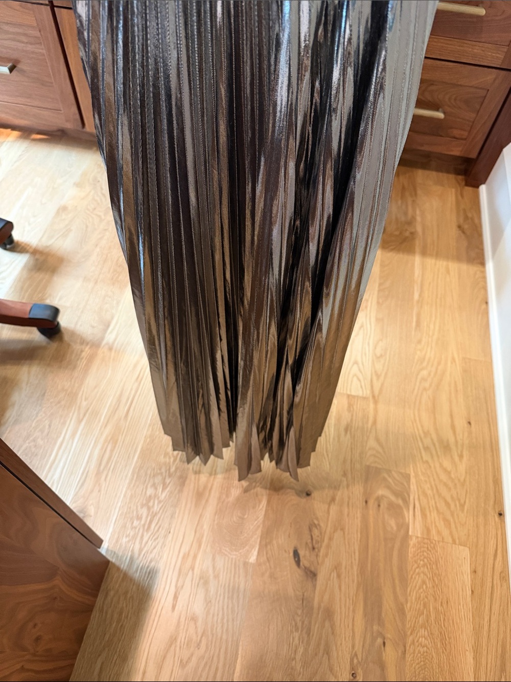 All Saints Metallic Silver Pleated Maxi Dress - Picture 7 of 10
